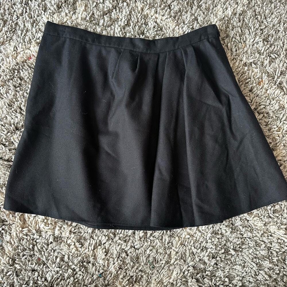 J Crew Black Wool Blend Side Pleated Mini Skirt Size 6 S Small